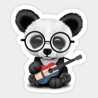 Baby Panda Playing Dutch Flag Guitar Sticker